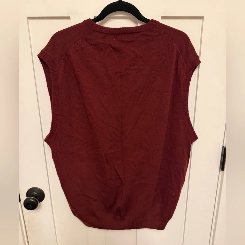 Pronto Uomo Sleeveless Sweater Vest 100% Merino Wool Size XXL Red Preppy